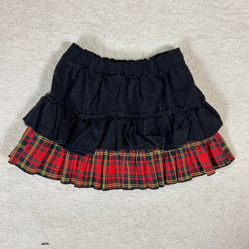 Punk Org Style Thai Goth Ruffle Plaid Y2K Skirt